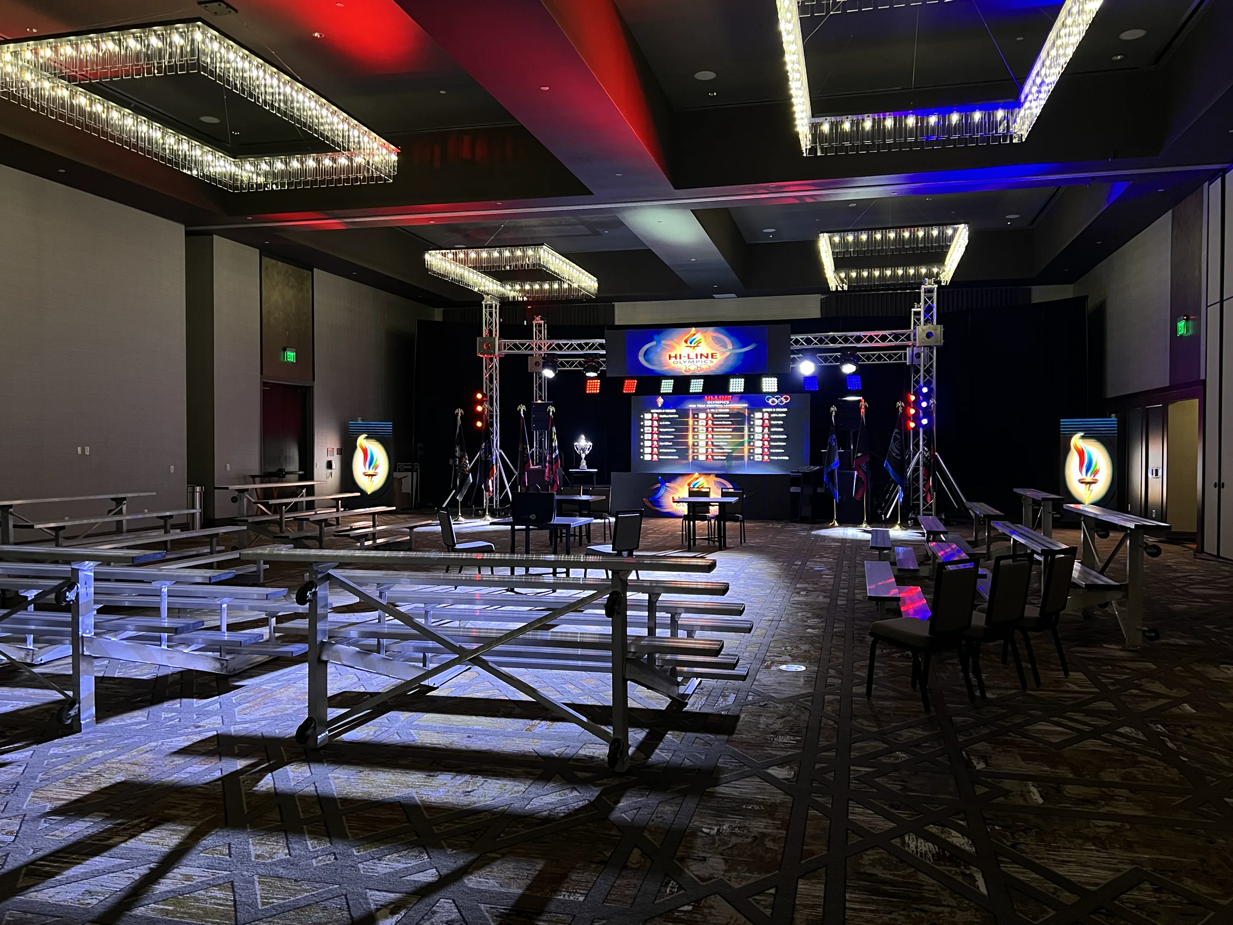 The Hi-Line Olympics stage prepared for the TMAC sales conference